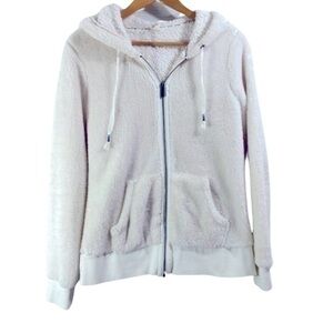 Roxy women Sherpa Fuzzy Fleece Hoodie Full Zip Jacket 
Size M Color Ivory